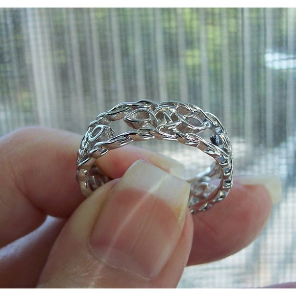 925 STERLING SILVER Celtic Autumn Open Work Eternity Band Ring - Picture 8 of 15